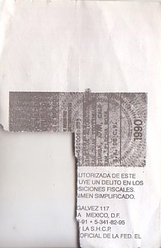 Communication of the city: San Juan Teotihuacán (Meksyk) - ticket reverse