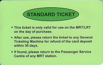 Communication of the city: Singapore (Singapur) - ticket reverse
