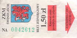 Communication of the city: Świnoujście (Polska) - ticket abverse. <IMG SRC=img_upload/_0wymiana2.png>