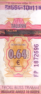Communication of the city: Tallinn (Estonia) - ticket abverse. <!--śmieszne ceny-->