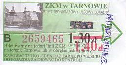 Communication of the city: Tarnów (Polska) - ticket abverse. <IMG SRC=img_upload/_przebitka.png alt="przebitka">