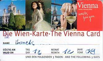 Communication of the city: Wien (Austria) - ticket abverse. Bilet 3 dniowy turystyczny - uprawniający do korzystania z komunikacji miejskiej i wstępu do wiedeńskich muzeum.