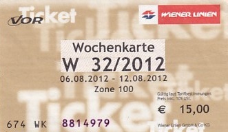 Communication of the city: Wien (Austria) - ticket abverse. 