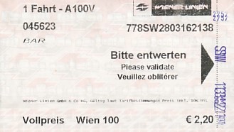 Communication of the city: Wien (Austria) - ticket abverse. <IMG SRC=img_upload/_0wymiana3.png> 