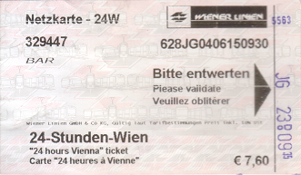 Communication of the city: Wien (Austria) - ticket abverse