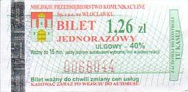 Communication of the city: Włocławek (Polska) - ticket abverse. <!--śmieszne ceny-->