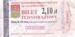 Communication of the city: Włocławek (Polska) - ticket abverse. 