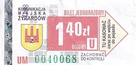 Communication of the city: Żyrardów (Polska) - ticket abverse