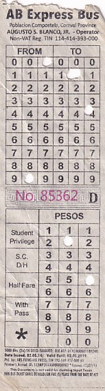 Communication of the city: (międzymiastowe) (Filipiny) - ticket abverse. 